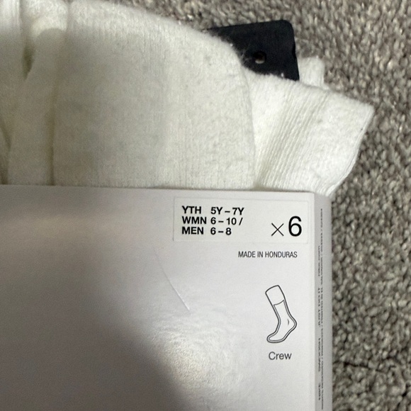 Nike Everyday White Crew Socks with Black Swoosh - Picture 3 of 3